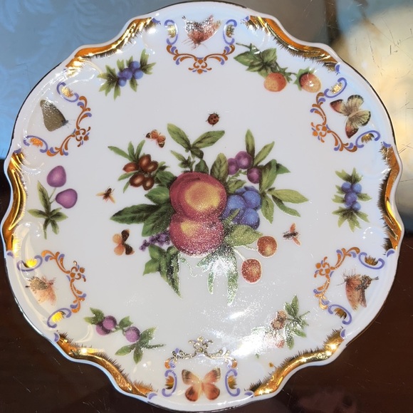 Godinger & Co Dessert Plates Yorkshire fruit/butterflies patterns 6” Antique - Picture 2 of 3